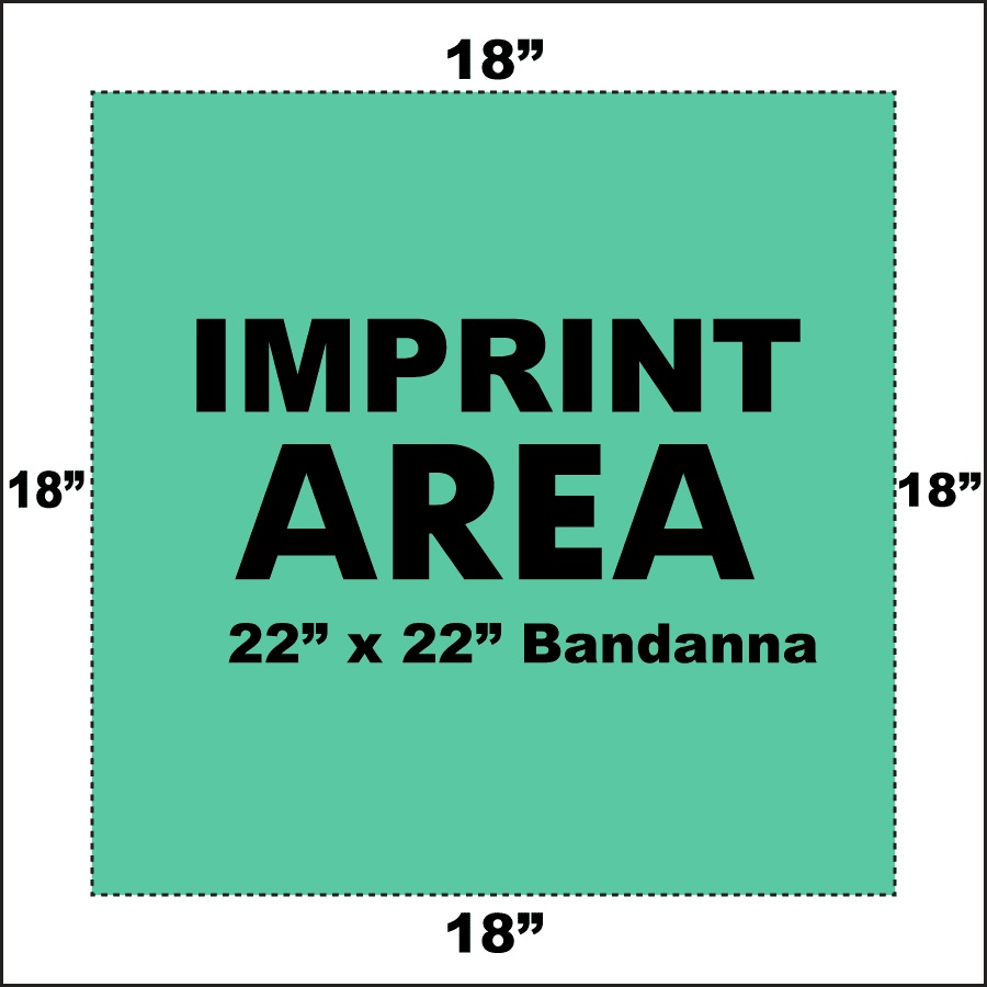 GRAPHIC SHOWING IMPRINT AREA ON 22 INCH BANDANNA