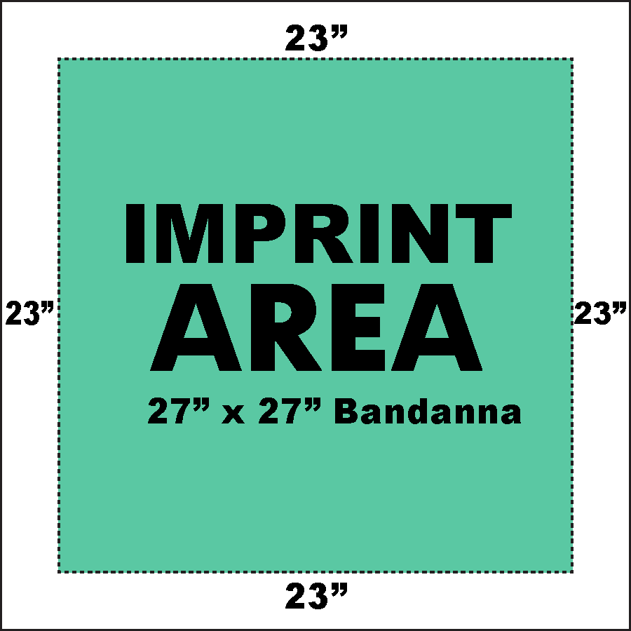 27" Bandana imprint area import bandanna